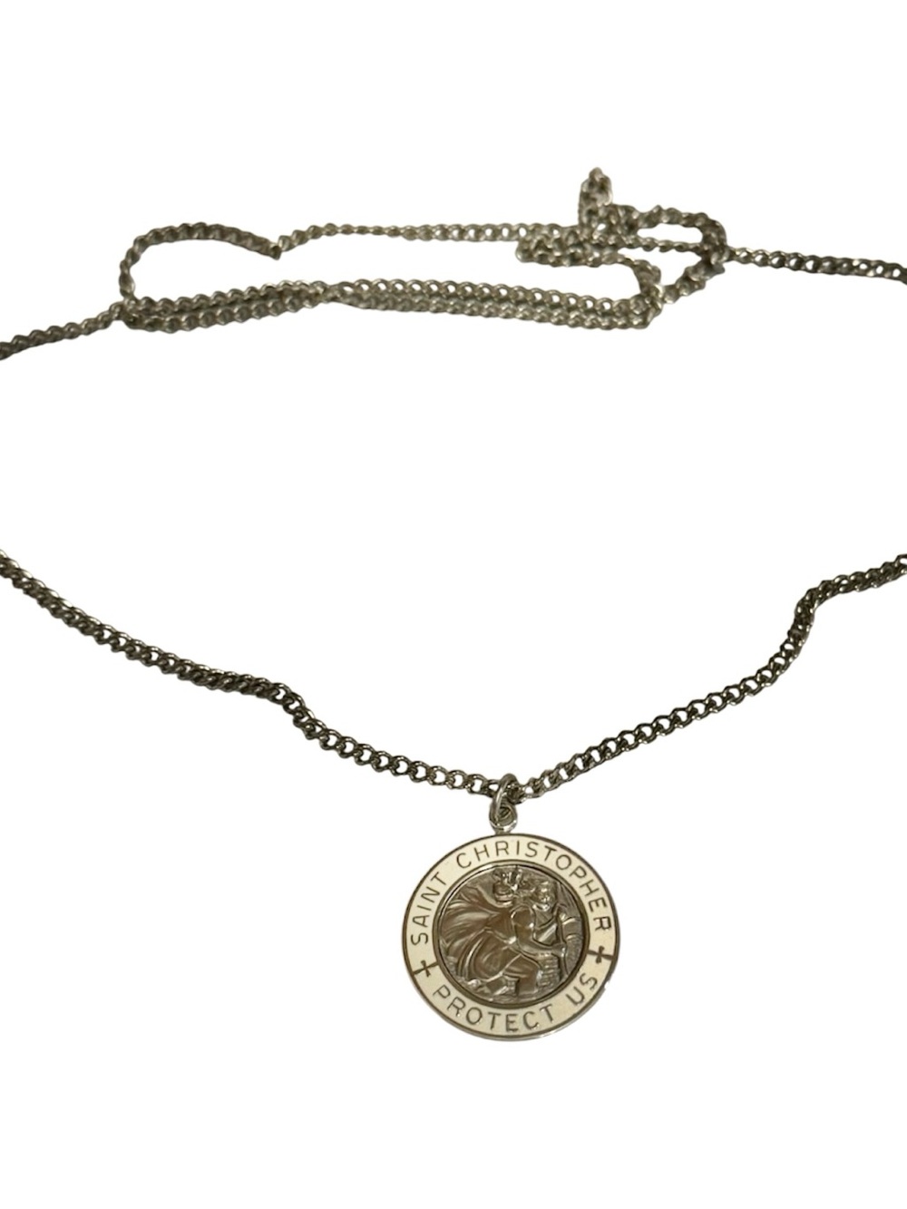 Sterling 2000 Saint Christopher Medal Necklace w/925 Chain